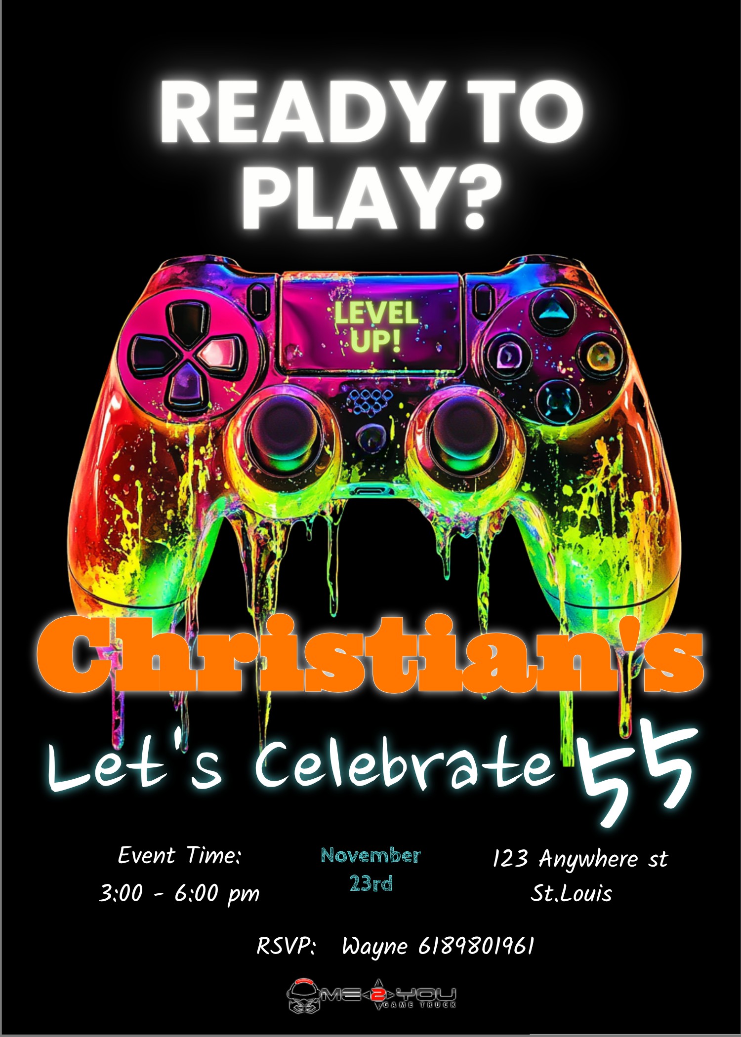 controller_drip birthday party invite design