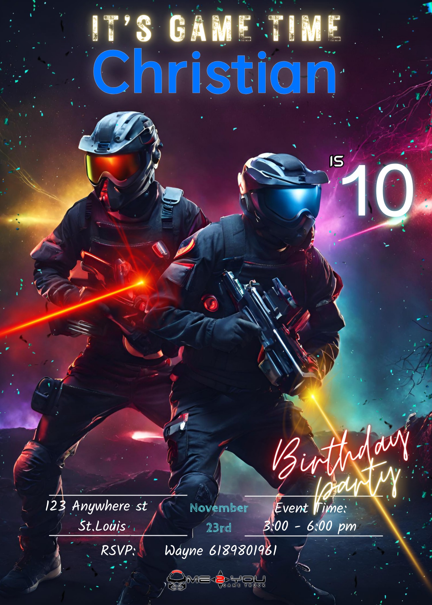 laser_halo birthday party invite design