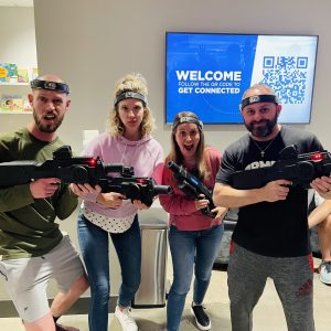 aults playing laser tag